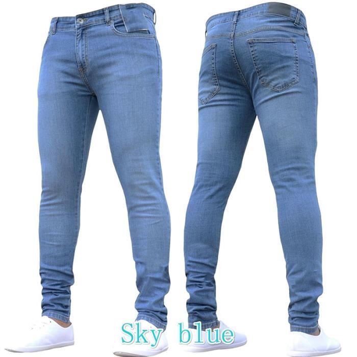 Pantalones vaqueros para hombre - LEOCLOTHO - Corte ajustado - Denim - Corte ajustado - 80% algodón