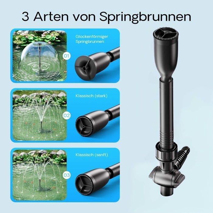Kit de fijación SunSun 2 con 3 boquillas para fuentes y accesorios - para bombas de estanque, fuentes y chorros de agua de la serie JTP - Repuesto