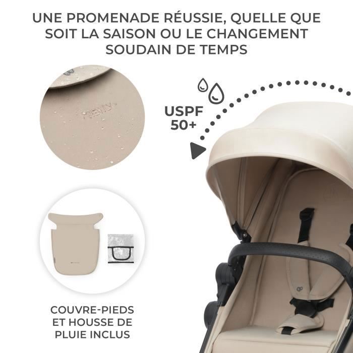 Kinderkraft NEWLY 3-in-1 Combination Stroller with I-Size Car Seat, Travel System, Lightweight 7.5 kg, Folds, Beige