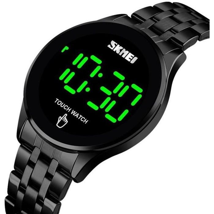 Montre tactile Homme Femme Bracelet LED numerique electronique 2020 sport etanche jeunes noir