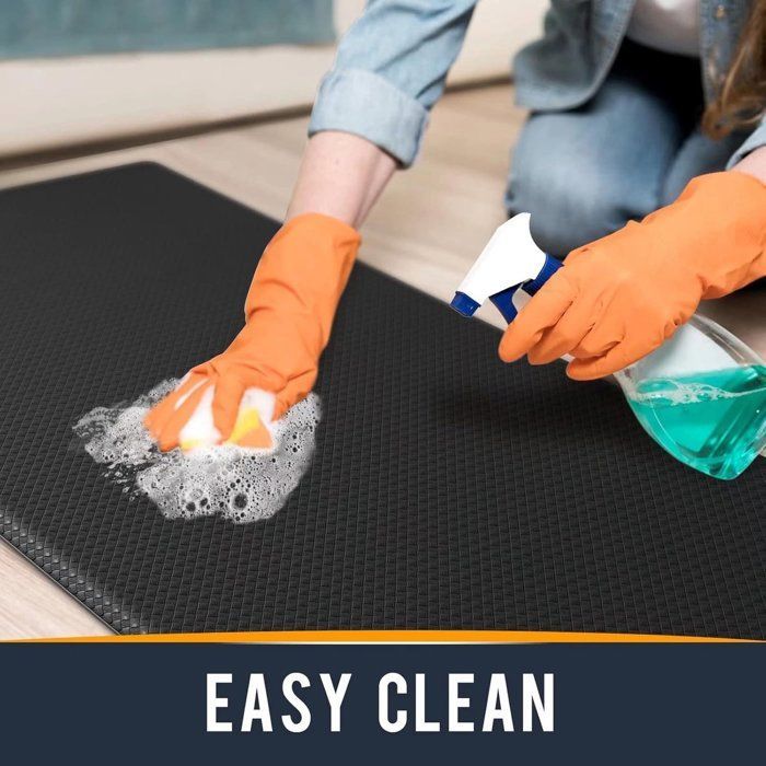 Tapis de cuisine noir 44 x 150 cm, en cuir résistant, antidérapant, lavable et imperméable, idéal pour la cuisine, le salon et le
