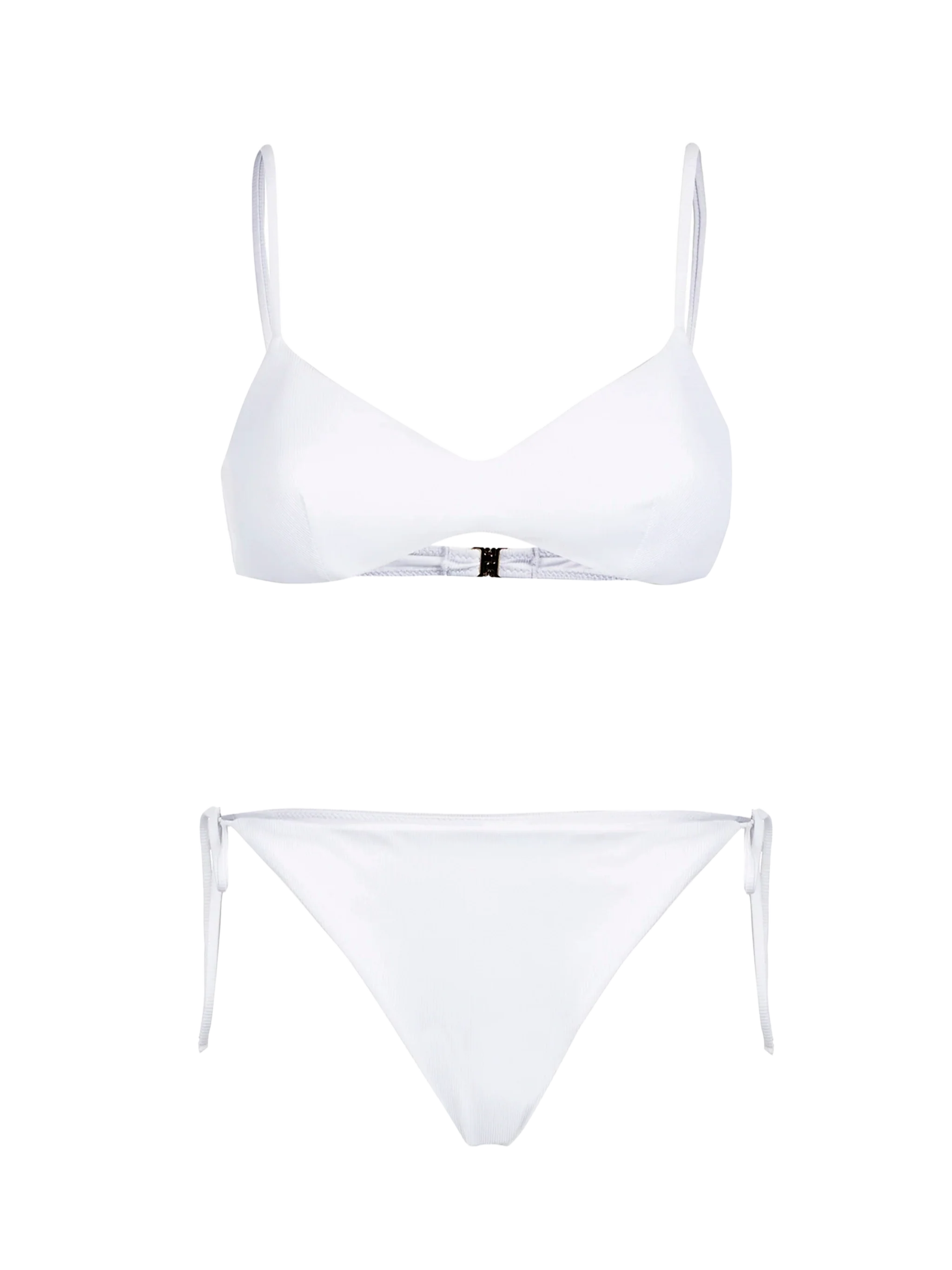 Bikini a bralette a costine bianco
