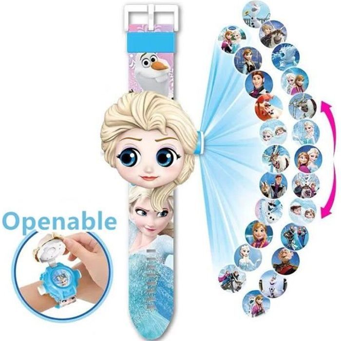 Projector Watch with 20 Elsa Figurines from Frozen 2, Electronic Watch for Girls, Projection Toys