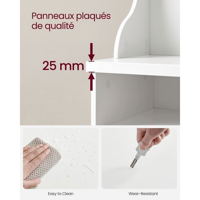 Vestiaire - VASAGLE - Meuble d'Entrée avec Crochets et Étagère Réglable - Moderne - Blanc