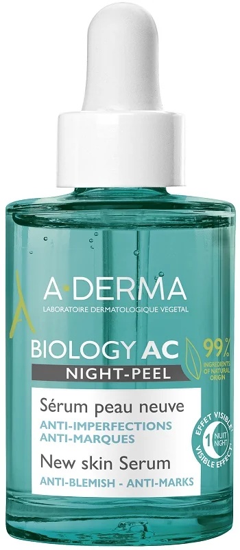 ADERMA Aderma Biology Ac Night Peel Serum New Skin 30 ml κατά των ατελειών του δέρματος