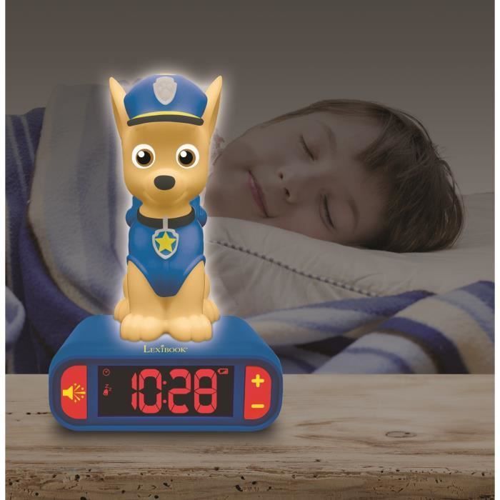 Réveil veilleuse digital LEXIBOOK - Pat' Patrouille - Chase 3D lumineux et sonore - Bleu - Enfant