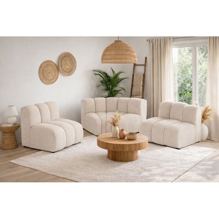 Canapé d’angle modulable arrondi GRANIA beige- 4 places - 201 cm