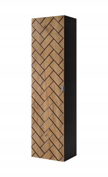 Słupek Łazienkowy 136 cm MADIS DĄB CRAFT Półki Uchwyt Silver