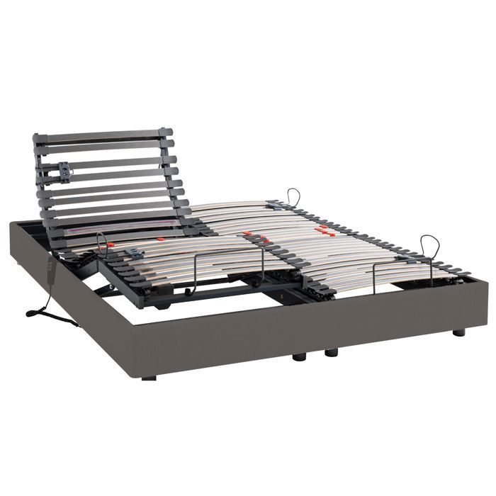 Elektrisch verstelbaar bed met 5 slaapstanden, 2 x 70 x 190 cm, Horizon Granietgrijs - Donkergrijs - 5 jaar garantie - Someo