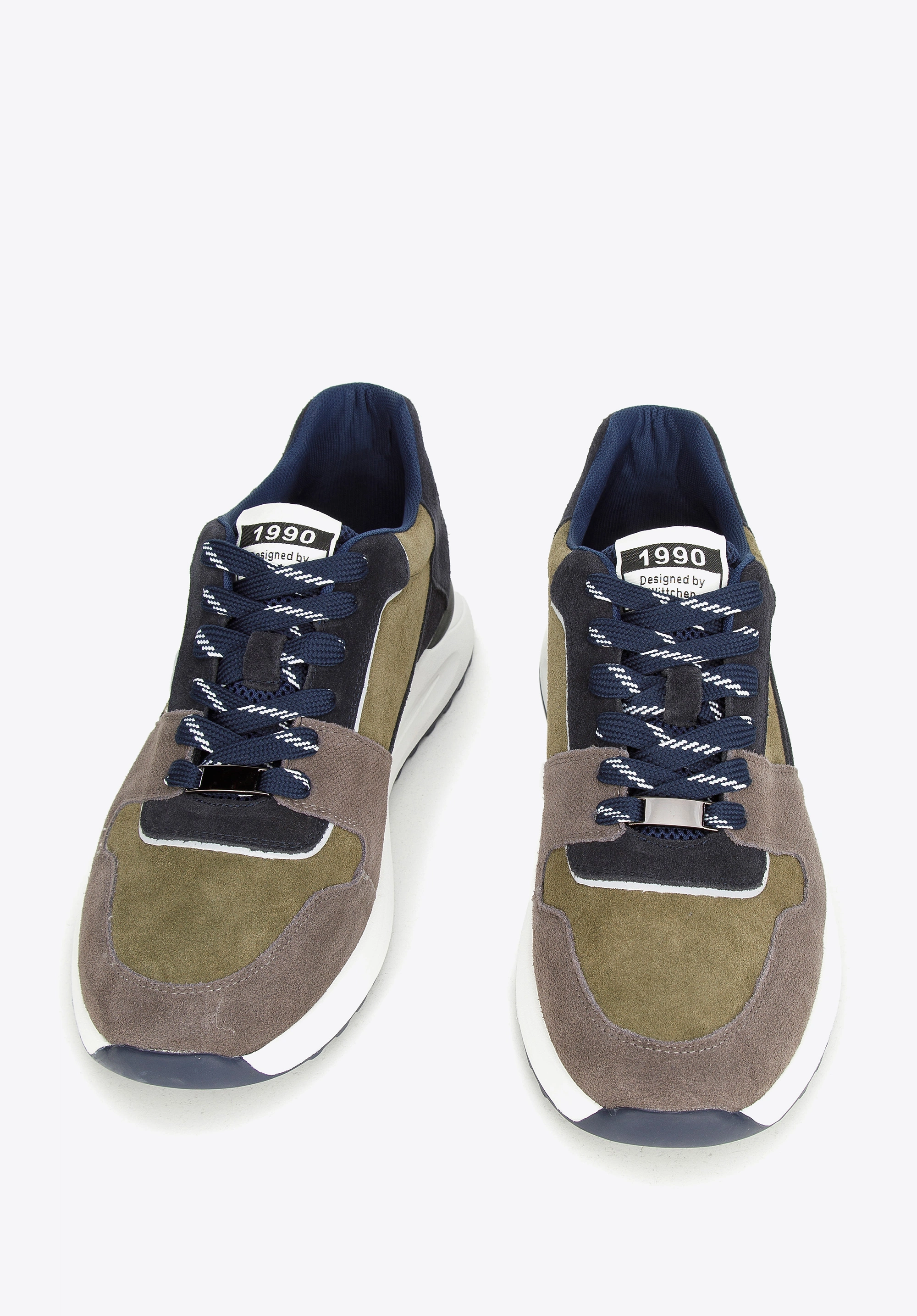 Męskie sneakersy z odblaskową wstawką zielono-szare