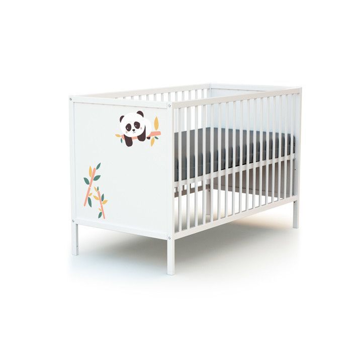 WEBABY - Chambre bébé lit et commode à langer en bois ALBA  Blanc et Noir - Taille unique