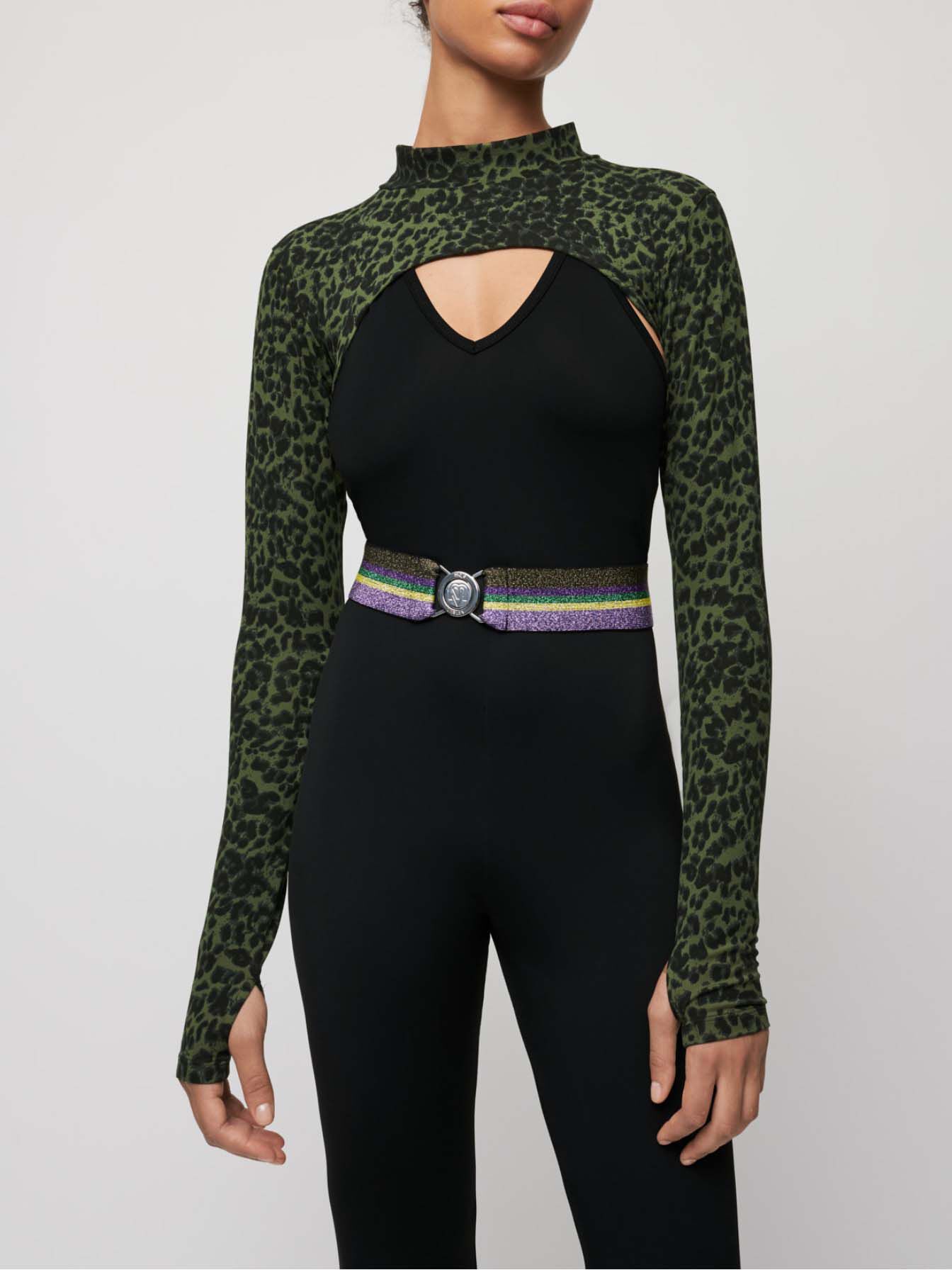 Top scurt cu imprimeu - Leopard kaki cu imprimeu