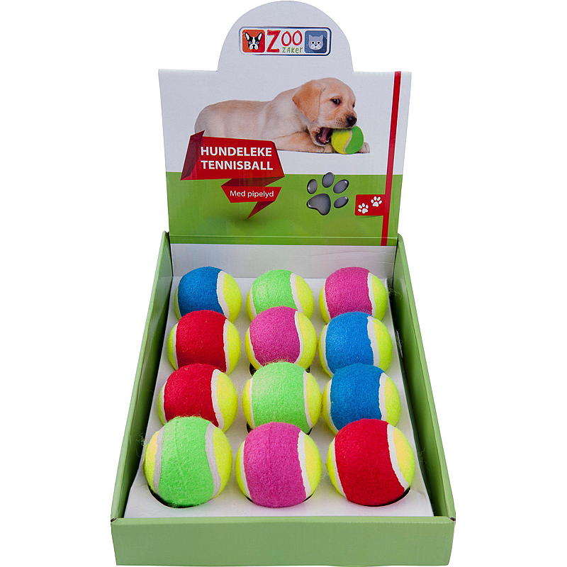 Pelota de tenis de juguete para perros Zoozaker con chirriador.