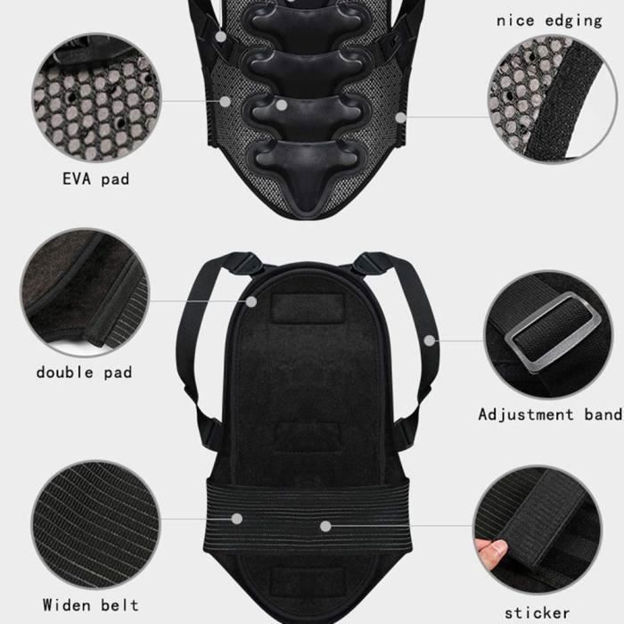 Chaleco protector de espalda - Motociclismo - Motocross - BMX - Esquí - Ciclismo de montaña - Snowboard - Negro - Multideporte Negro
