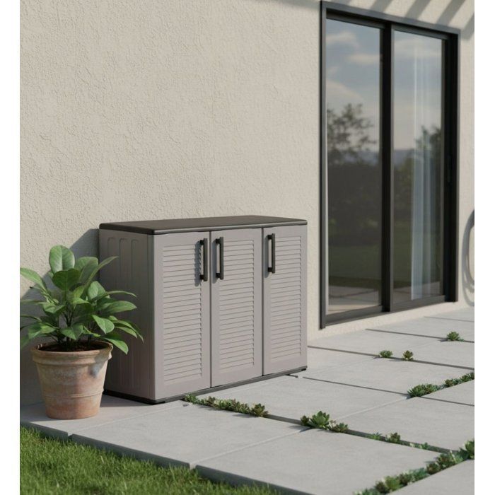 Armario de exterior Darmellin - Dmora - PVC - Gris, Negro 102x37h84 cm