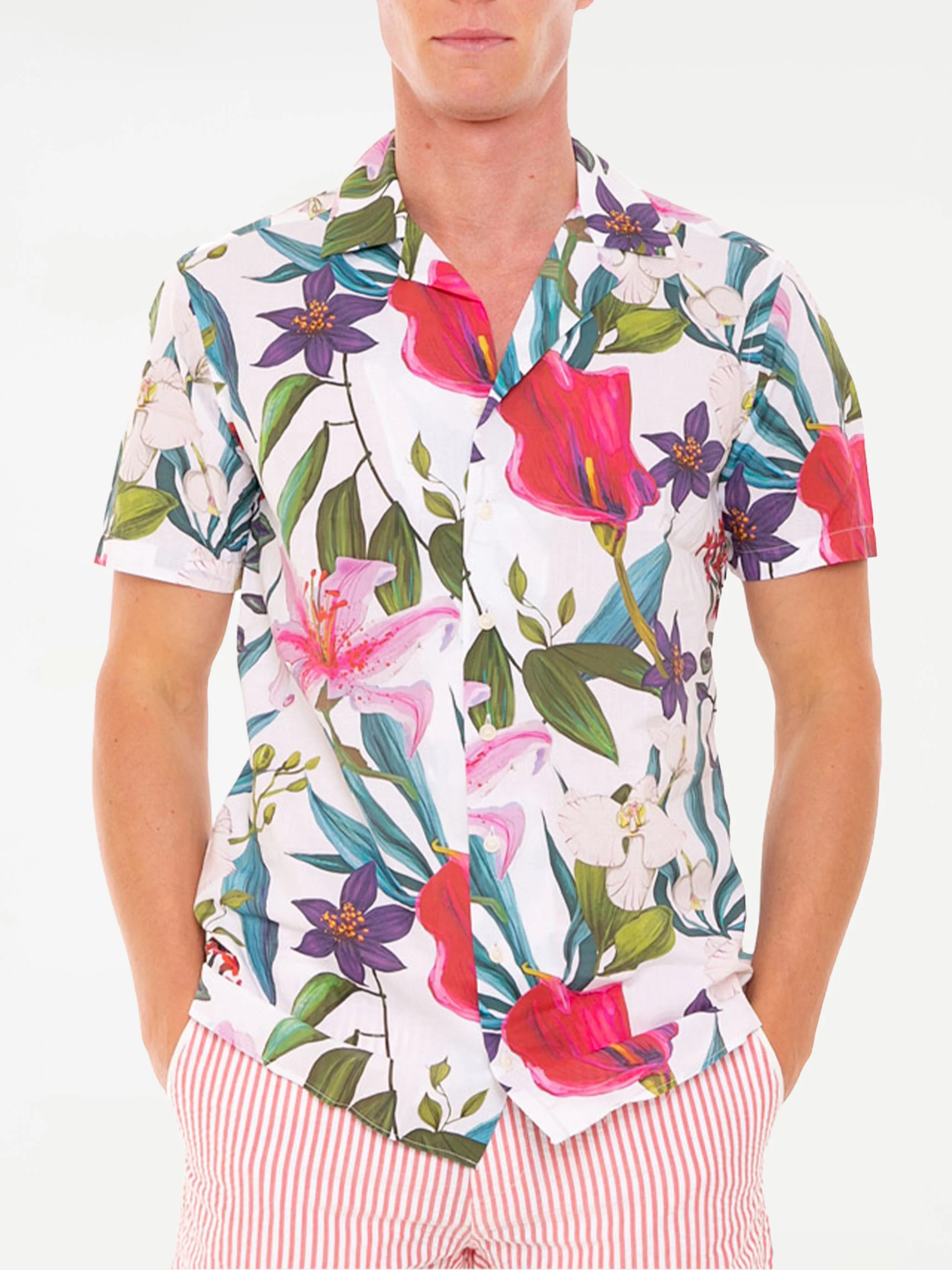 Herenoverhemd met tropische print