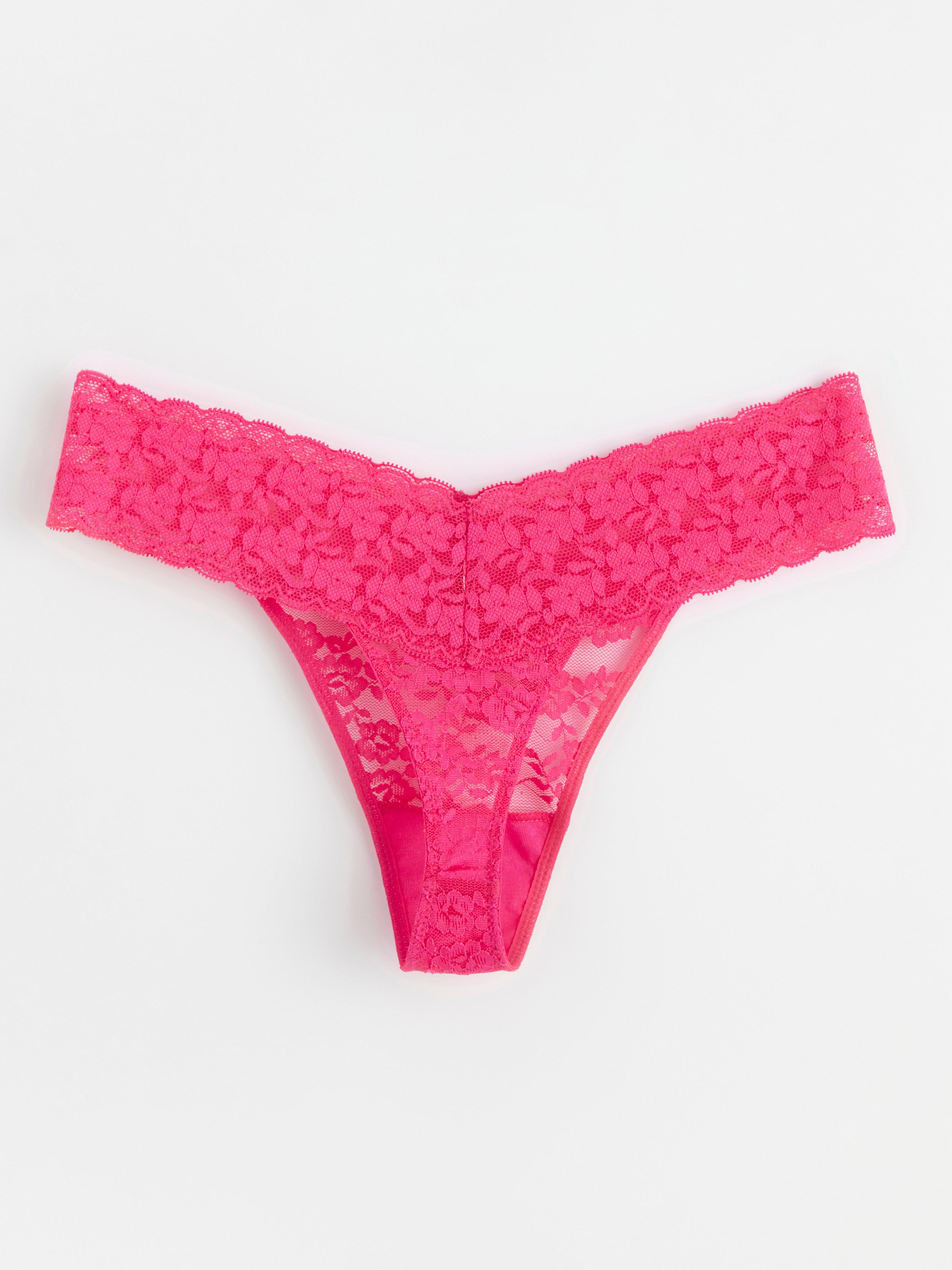 Stringtrosa i spets Dark Pink