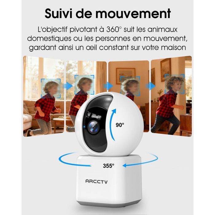 ARCCTV Indoor Surveillance Camera, Bluetooth Connection, Dual Band 2.4 GHz/5 GHz, Motion Detection - Y2U3