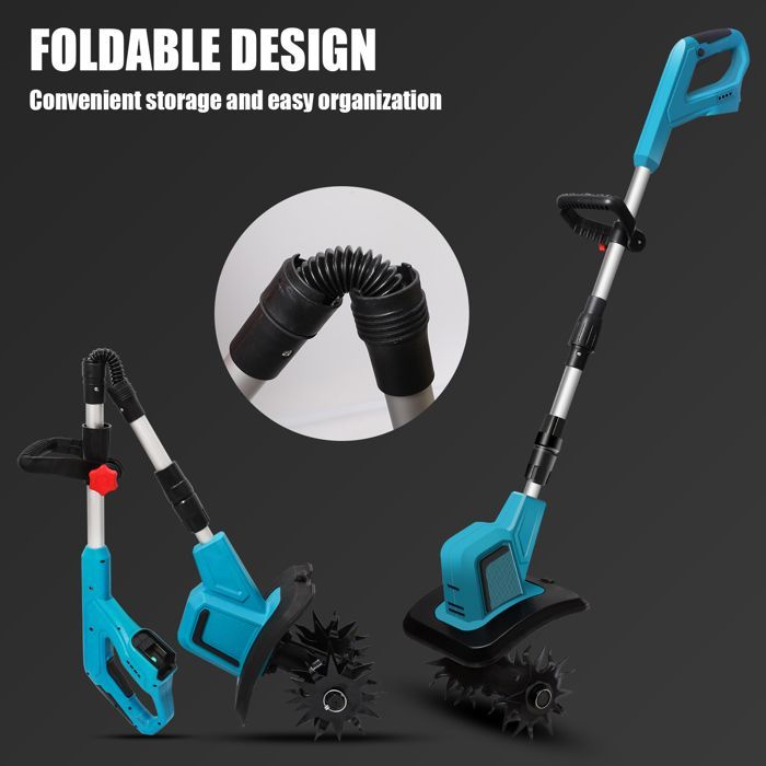 Motoculteur Électrique Sans Fil - 360RPM 400W Motoculteur - 330r/min - Lame double - Largeur coupe 200 mm - Profondeur coupe 150 mm