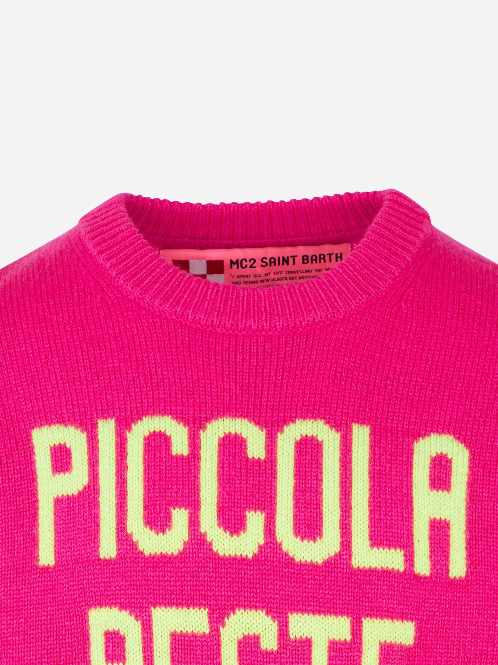 Jersey rosa neón para niña con bordado amarillo neón de Little Pest.