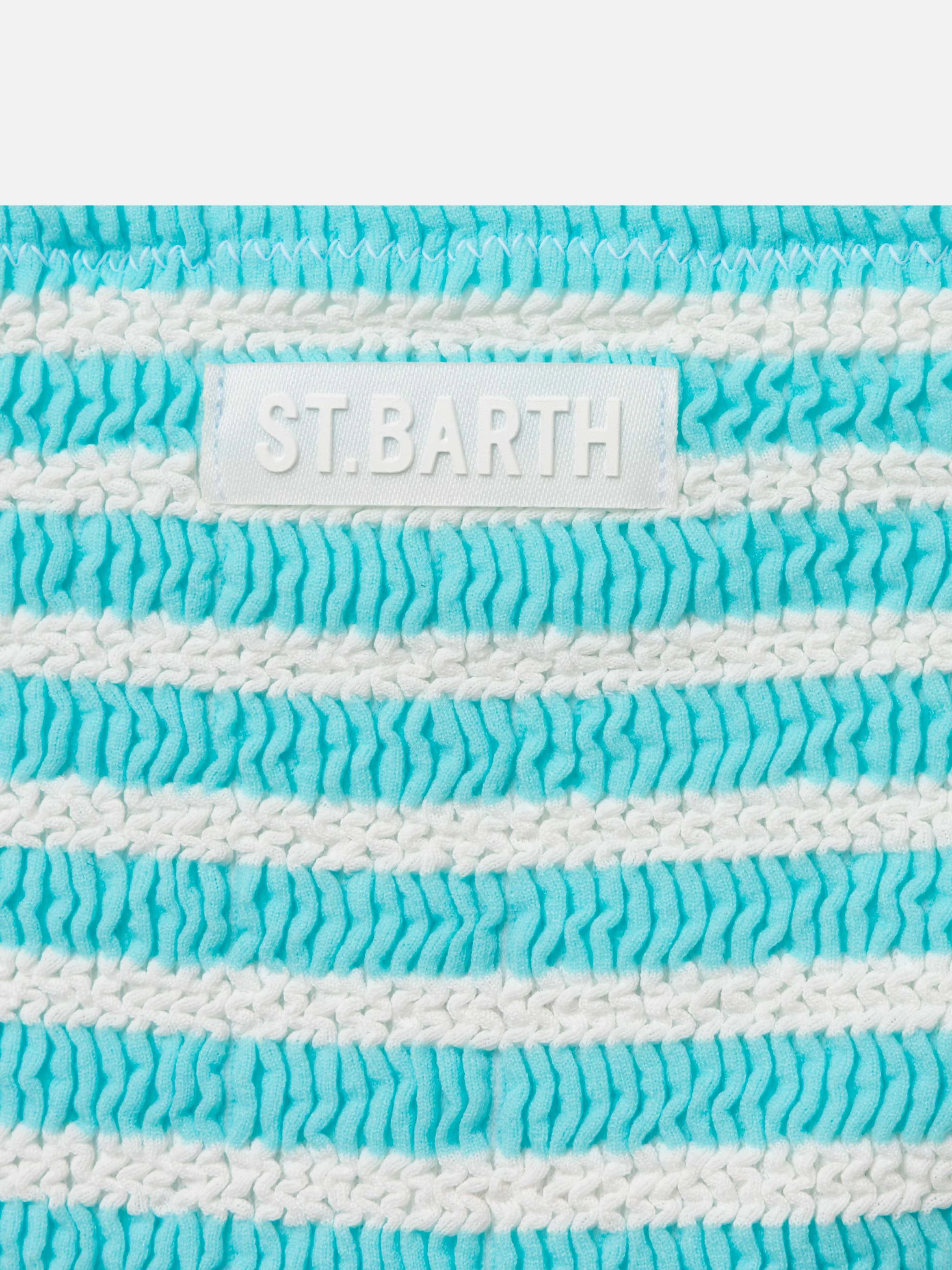 Baker Triangle Bikini in Aqua Striped Crinkle