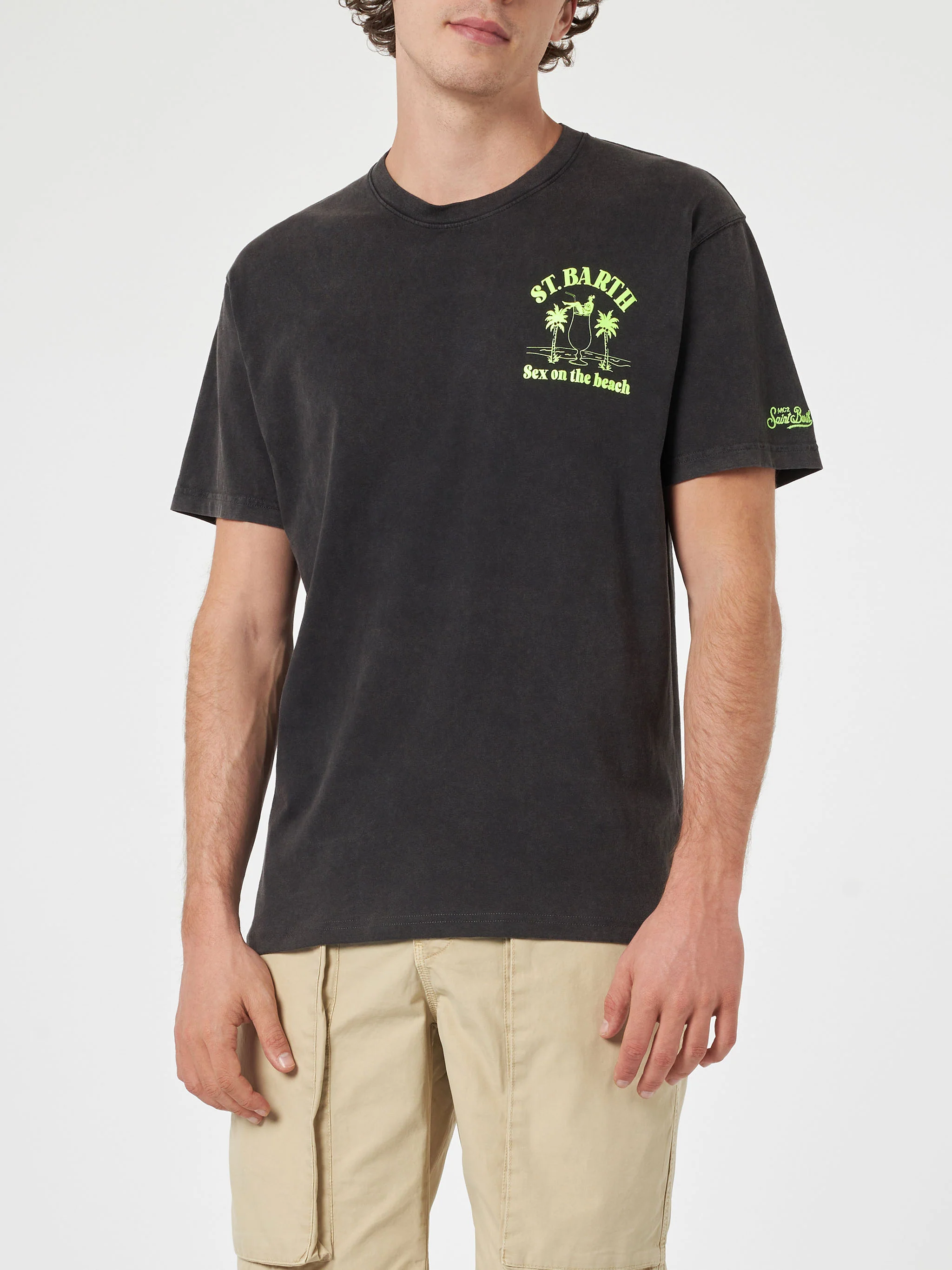Vintage Jack Cotton heren T-shirt met St. Barth Sex-print.