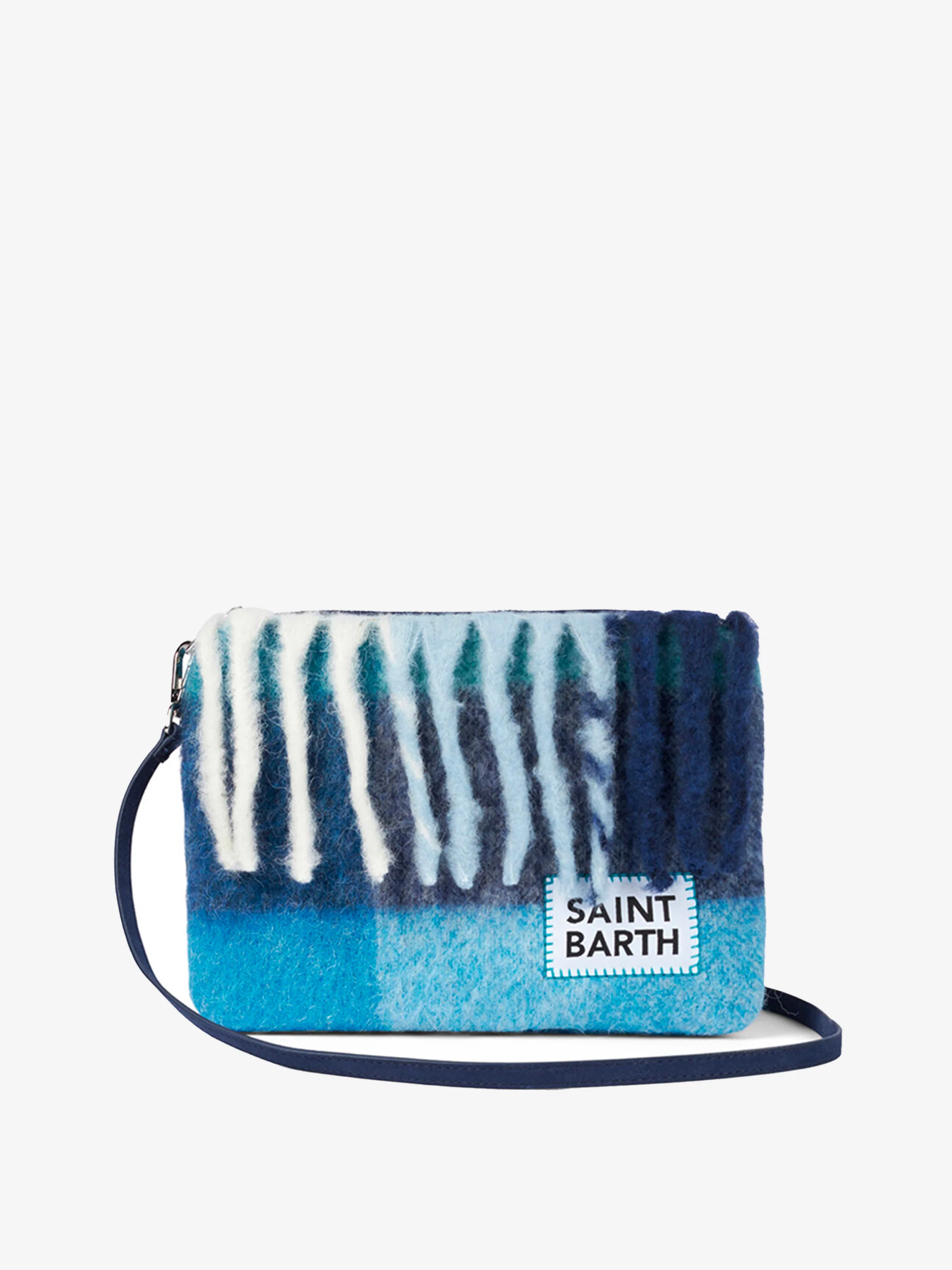 Pariser karierte Schultertasche mit blauem Karomuster