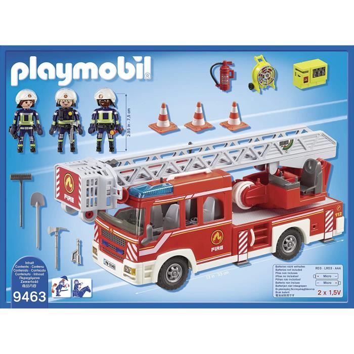 Jouet - Playmobil - Camion de Pompiers avec Échelle Pivotante - Rouge - 4 ans et plus - 89 pièces