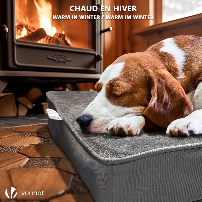 Colchón para perros VOUNOT® con funda extraíble – Cesta de espuma con alfombrilla refrescante de gel extraíble – 76x51x9cm