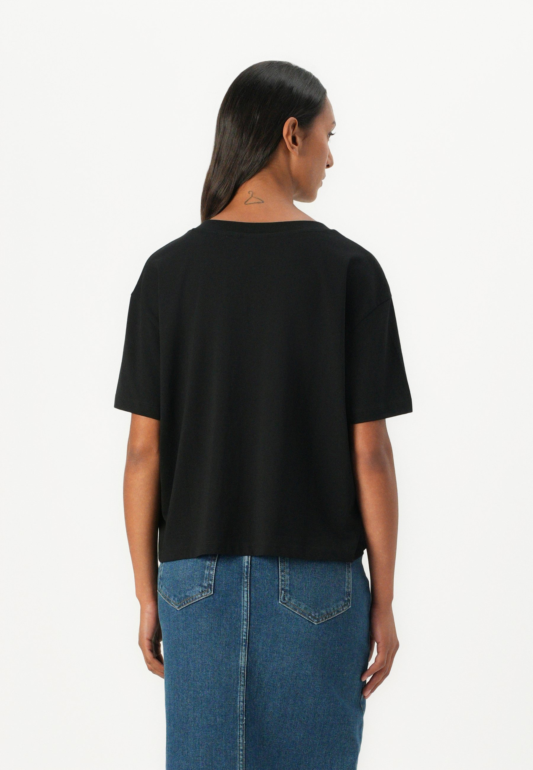 TOM TAILOR DENIM BOXY V-HALS T-shirt - Basic T-shirt - diepzwart