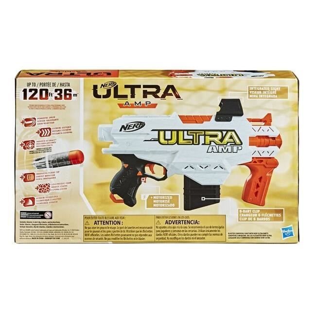 NERF - Ultra - Amp - Blaster motorisé - chargeur 6 fléchettes - 6 fléchettes - compatible uniquement avec fléchettes NERF - Ultra