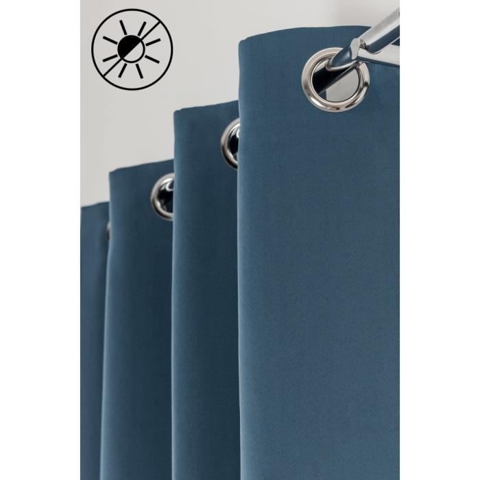 Cortinas opacas - Juego de 2 - Azul - 135 x 240 cm - Ojales metálicos