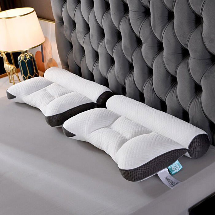 Almohada ergonómica OKZ para la apnea del sueño y los ronquidos - 40x60 cm - Gris - Espuma viscoelástica