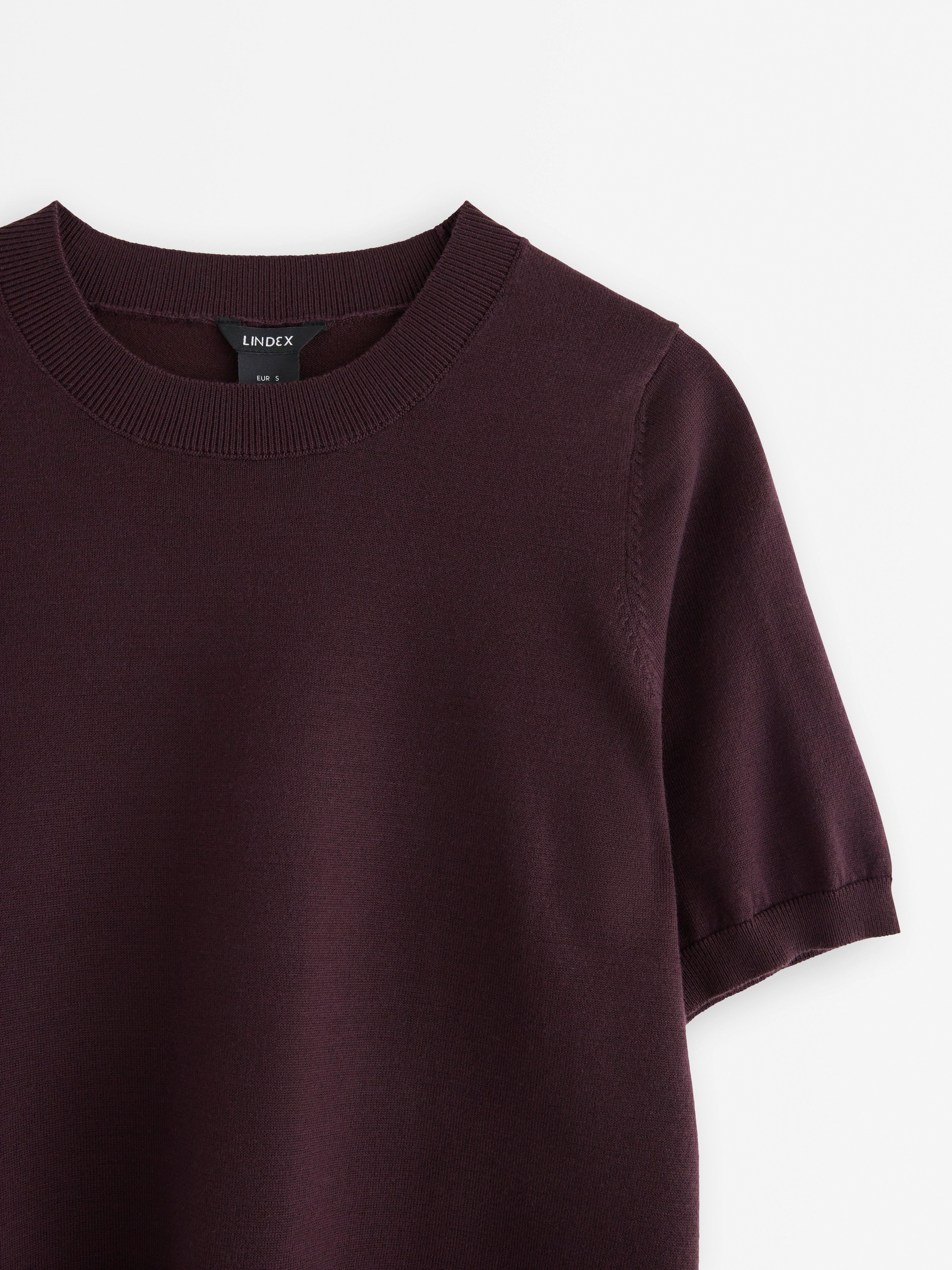 Finstickad top Dark Dusty Red