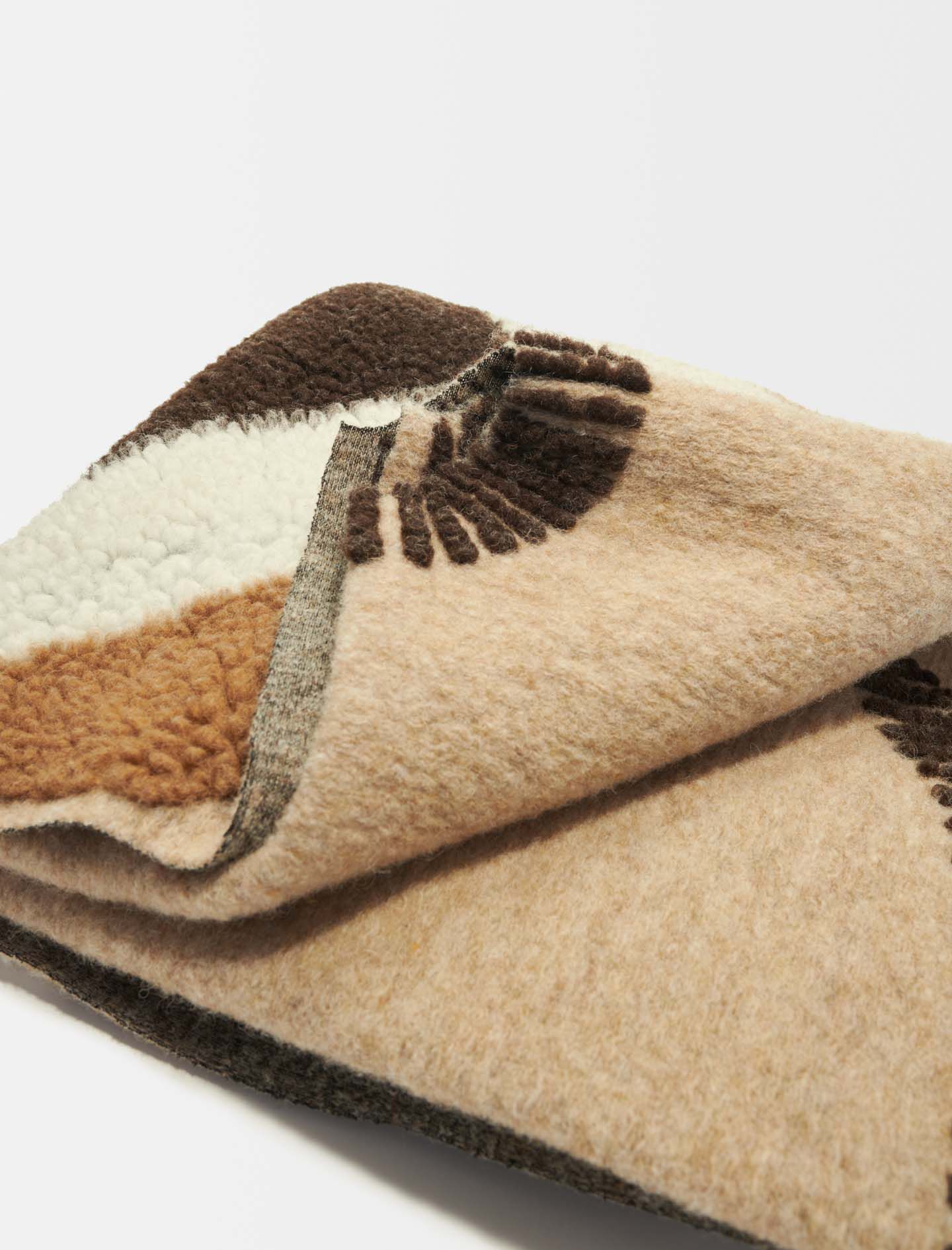 Poncho cu dungi texturate contrastante - Camel