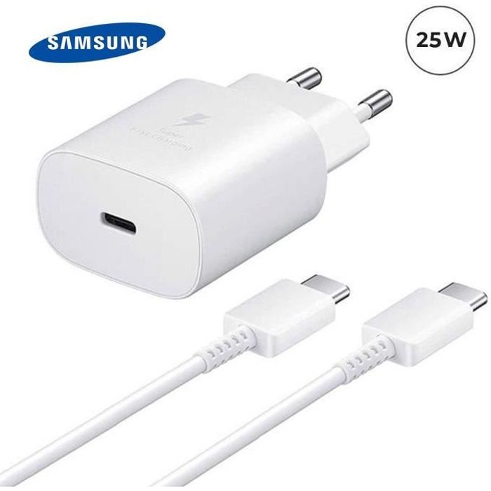 Cargador adaptador de corriente Samsung - 25W - USB-C - Blanco - Compatible con Galaxy A02S