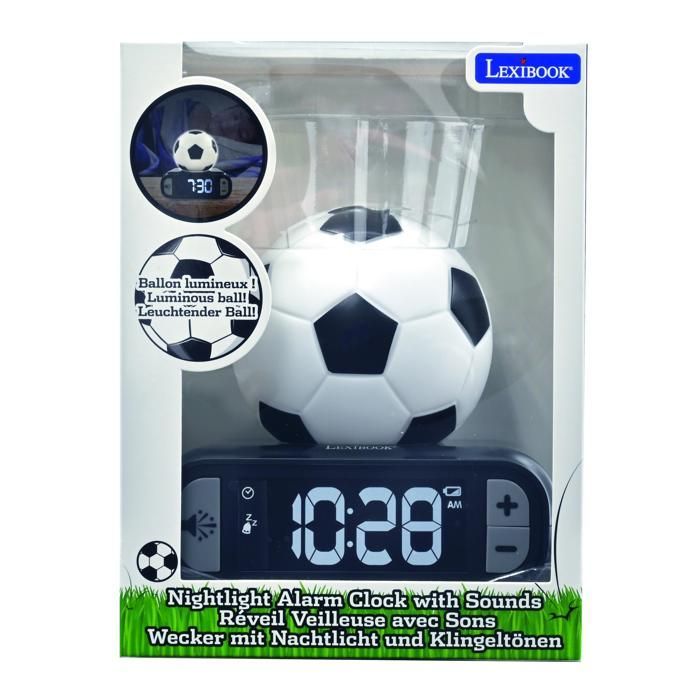 Reloj despertador con luz nocturna, diseño de fútbol en 3D