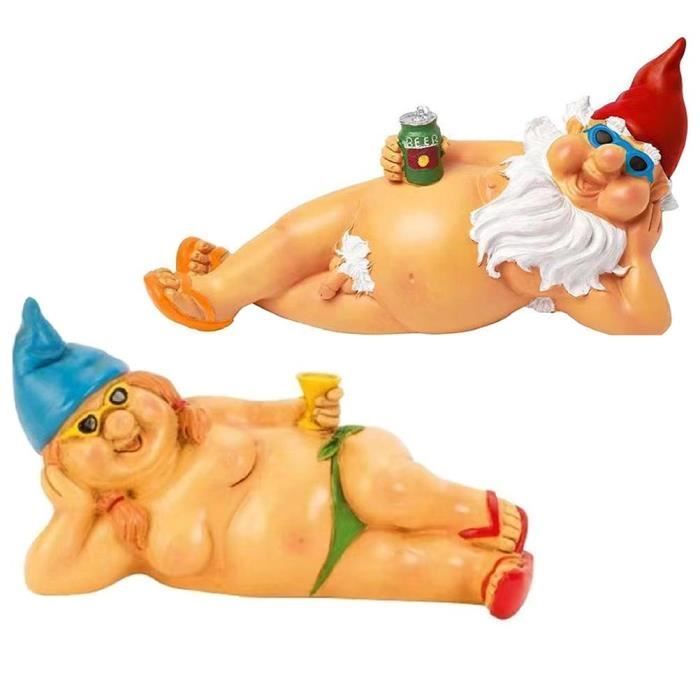ZERONE Statue de Jardin Nain Goblin Rigolo en Résine pour Décoration Jardin