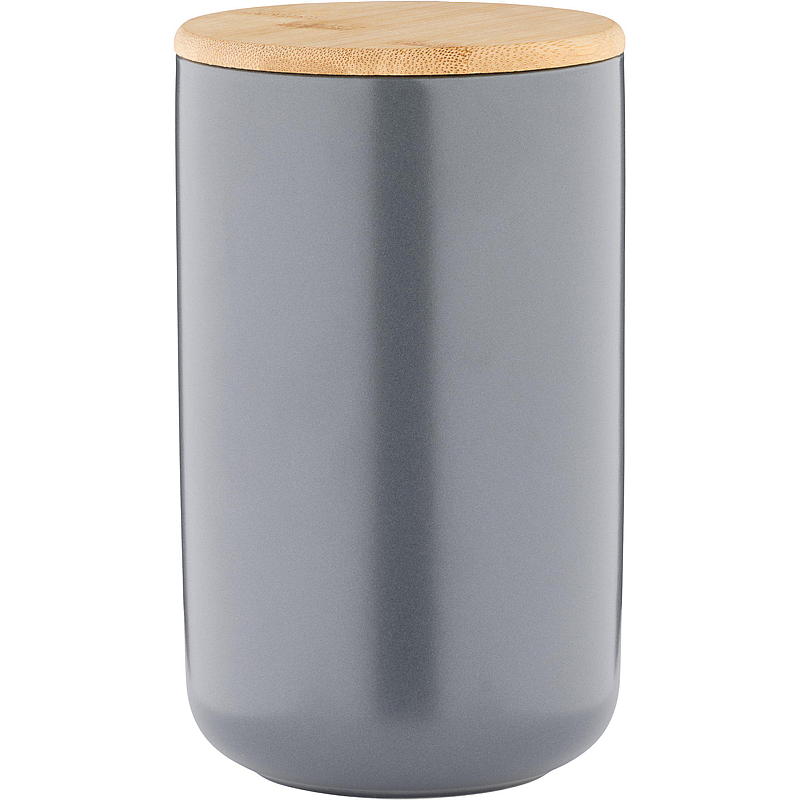 Tarro de cerámica Cuisine de ø 11x18 cm con tapa de bambú gris