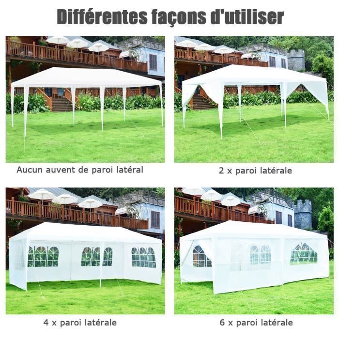 COSTWAY Waterproof Garden Gazebo 3x6M - 6 Removable Walls - Transparent Window - 2 Door Entrances - Parties, Weddings, Beach BBQs