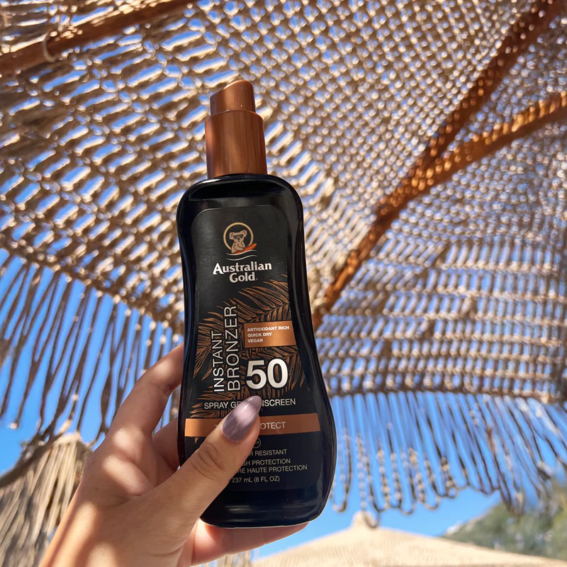Australian Gold Spray Gel Sonnenschutz mit Sofort-Bronzer Spray LSF 50
