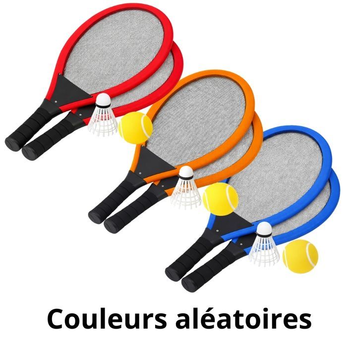 Giant XL Tennis Set – 2 Rackets 55 cm, Shuttlecock and Soft Ball, Random Colors, Outdoor Game for Children and Families