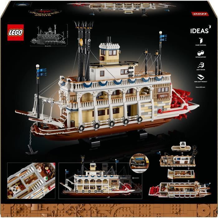 LEGO Ideas 21356 Exclu Cdiscount Le Bateau à Vapeur du Mississippi - Set de Construction pour Adulte