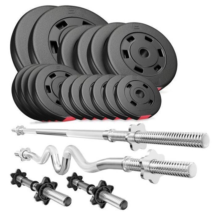 Hop-Sport 76kg Dumbbell Set, Super Curl Barbell SZ 120cm, Long Barbell 167cm, Short Bars 45cm, Weight Plate Set