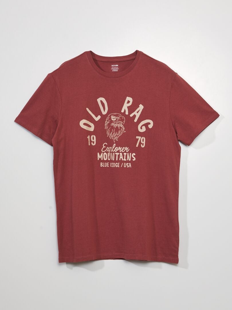 Camiseta de manga curta com estampa - MARROM