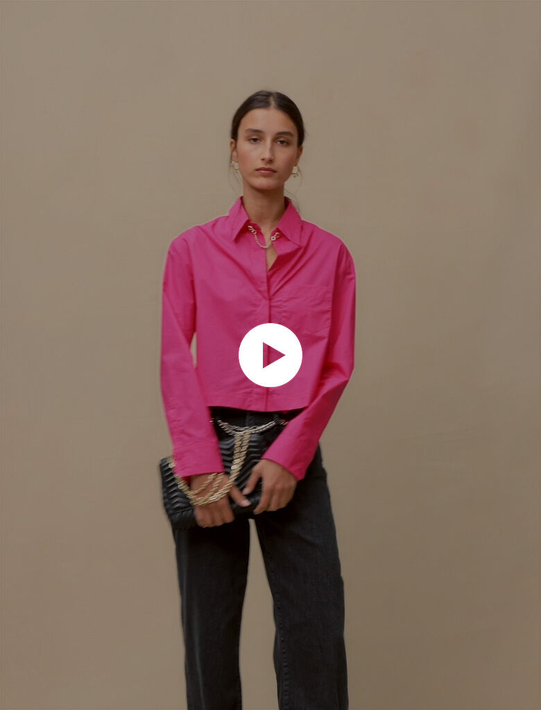 Katoenen crop top - Fuchsia