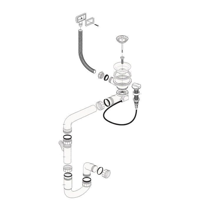 Vidage automatique 1 bac CUIPD093 pour évier inox - Siphon gain de place