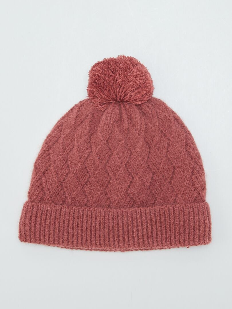 Gorro de tricô estampado - VERMELHO