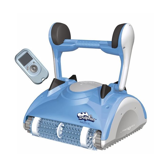 Maytronics Dolphin Nauty TC Electric Pool Robot with Remote Control and Trolley
