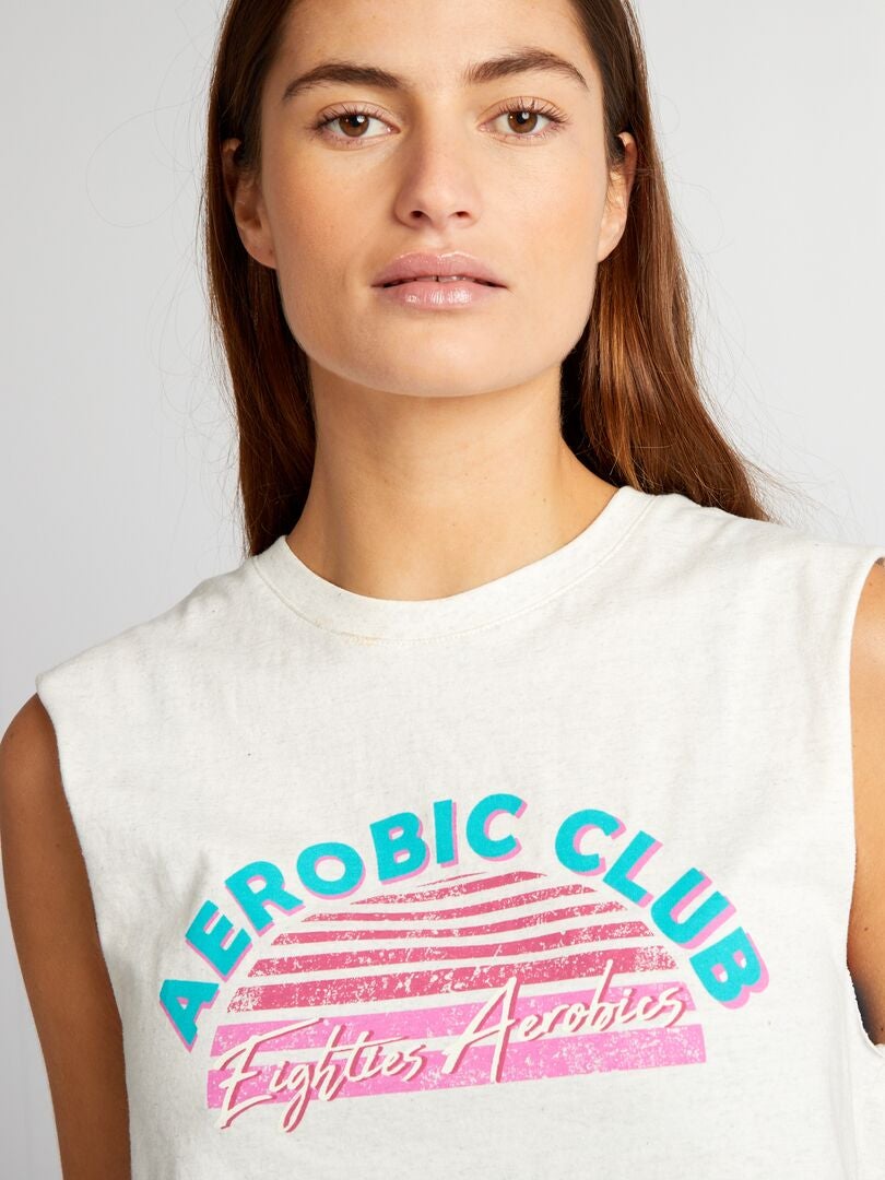 Camiseta esportiva cropped sem mangas - CINZA